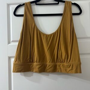 Mustard Yellow Ribbed Crop Top